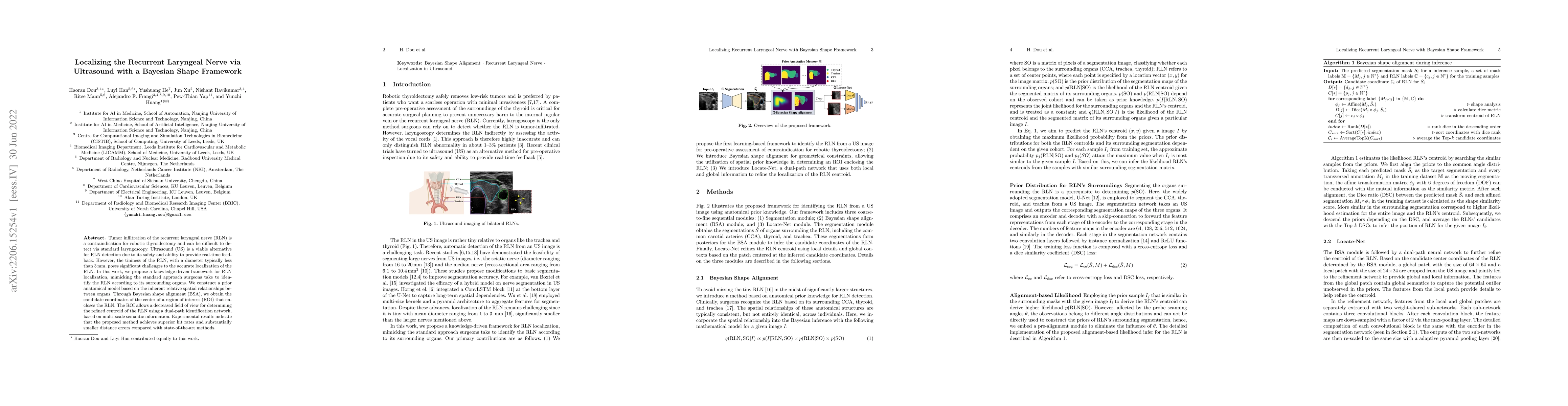 Thumbnail for Localizing the Recurrent Laryngeal Nerve via Ultrasound with a Bayesian
  Shape Framework