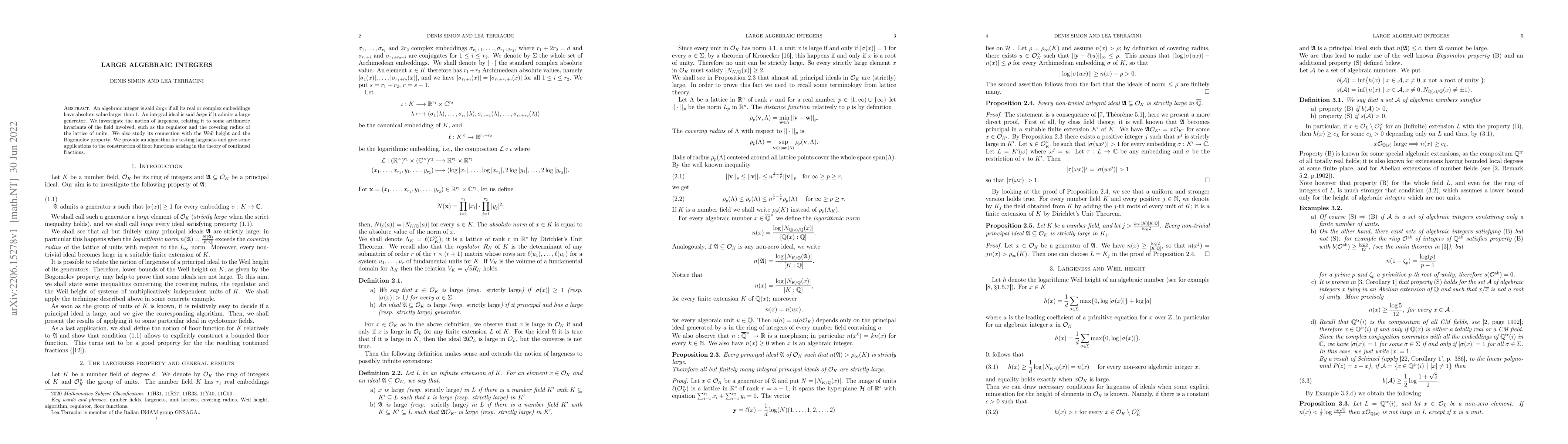 Thumbnail for Large Algebraic Integers