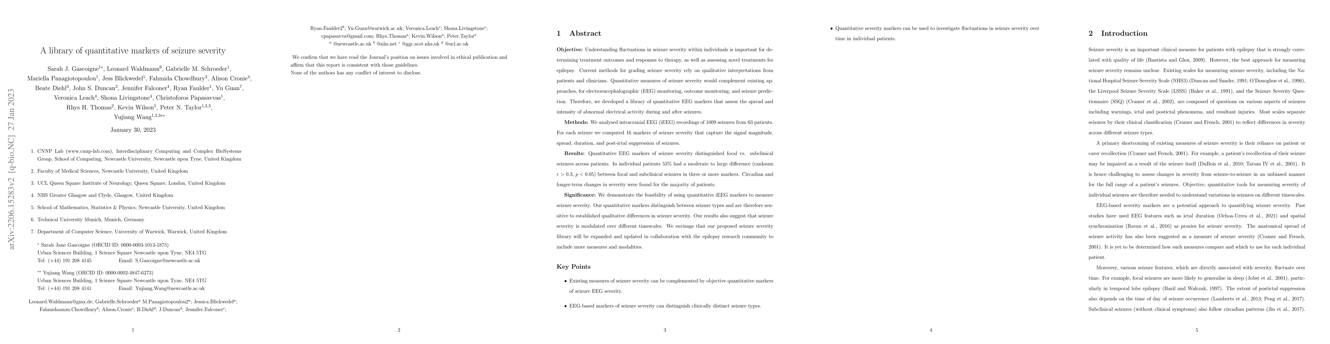 Thumbnail for A library of quantitative markers of seizure severity