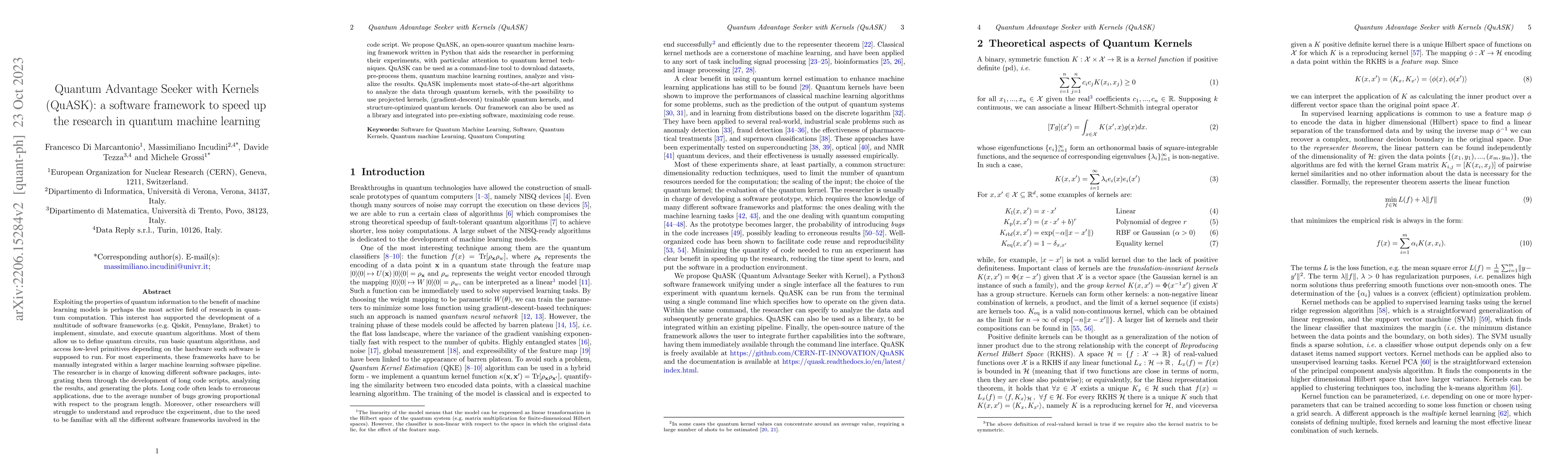 Thumbnail for Quantum Advantage Seeker with Kernels (QuASK): a software framework to
  speed up the research in quantum machine learning