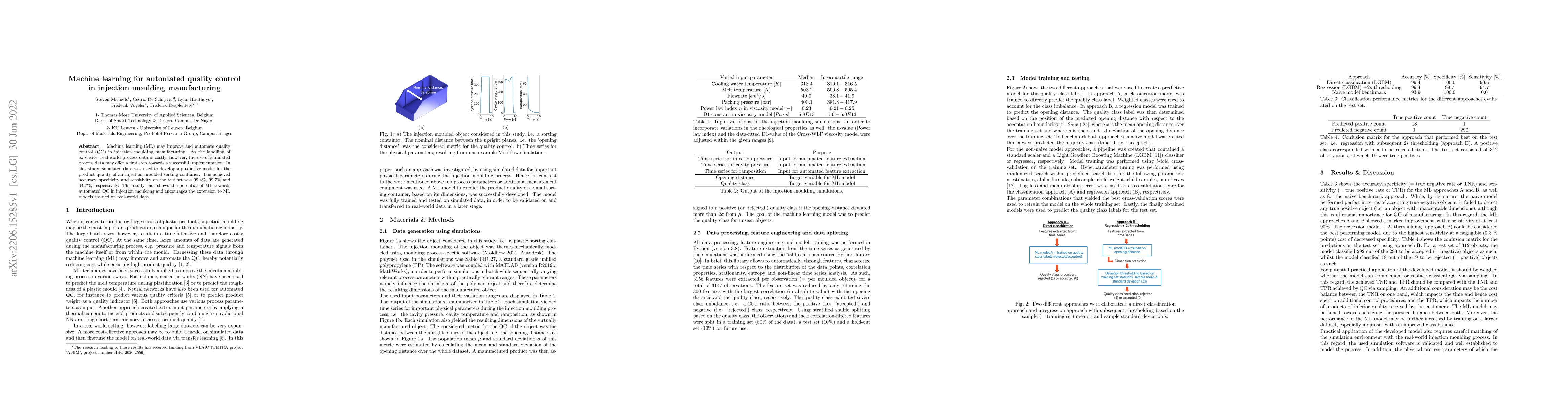 Thumbnail for Machine learning for automated quality control in injection moulding
  manufacturing
