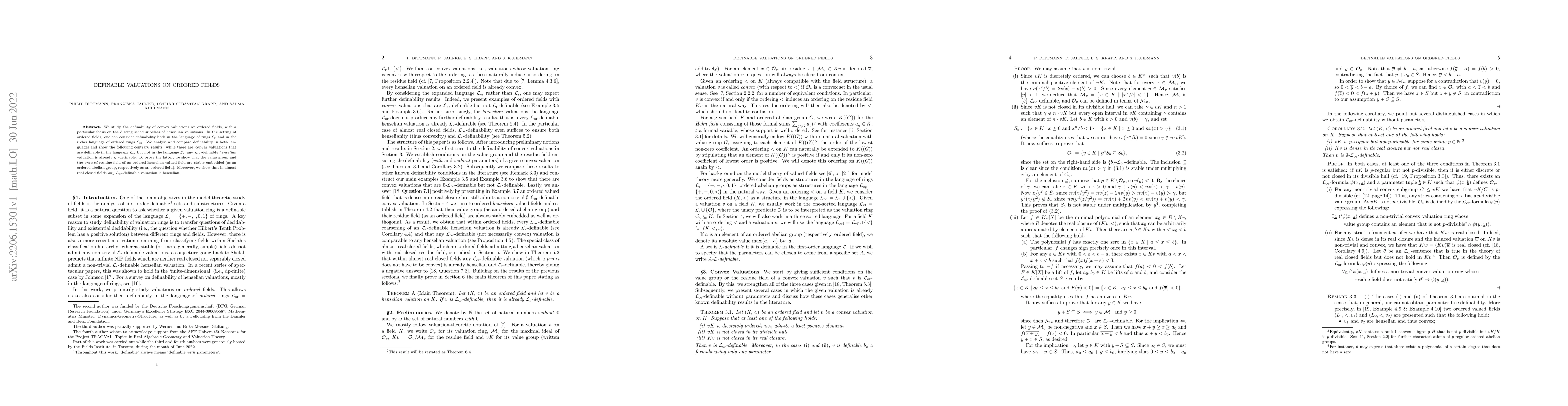 Thumbnail for Definable valuations on ordered fields