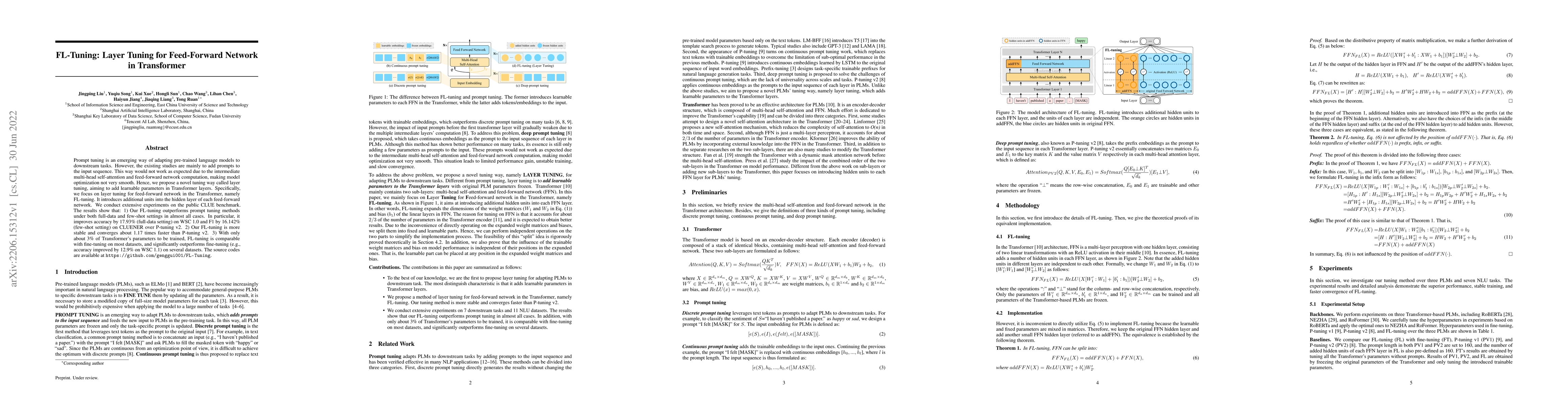 Thumbnail for FL-Tuning: Layer Tuning for Feed-Forward Network in Transformer