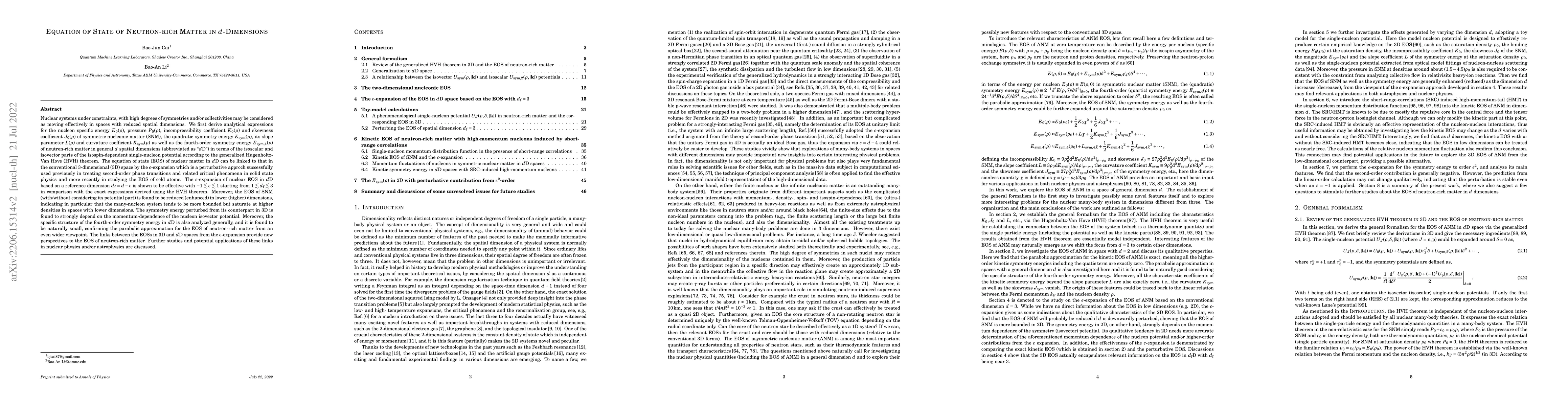 Thumbnail for Equation of State of Neutron-Rich Matter in $d$-Dimensions