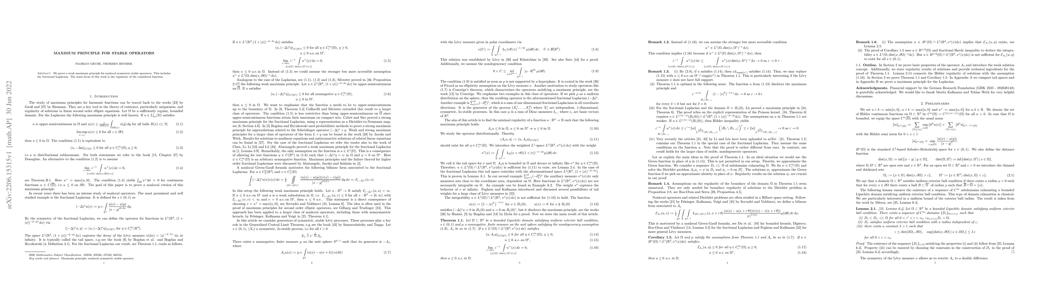 Thumbnail for Maximum principle for stable operators