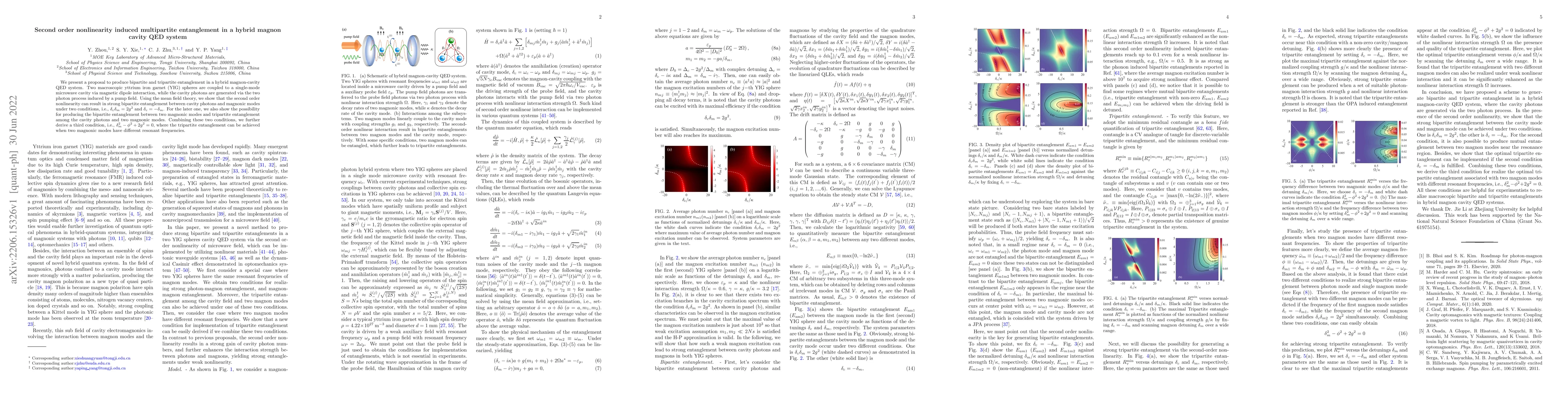 Thumbnail for Second order nonlinearity induced multipartite entanglement in a hybrid
  magnon cavity QED system