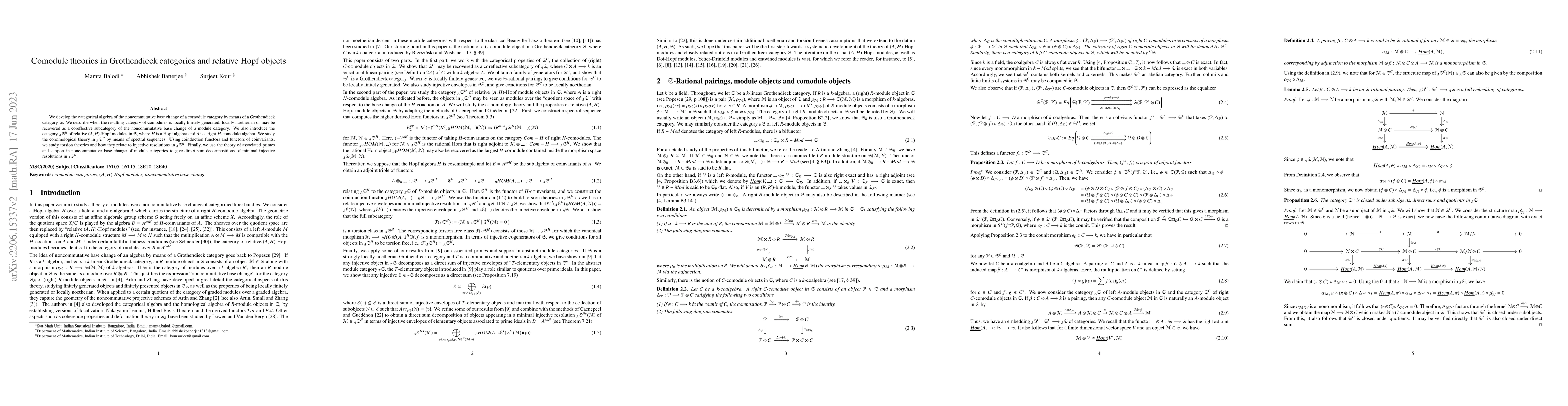 Thumbnail for Comodule theories in Grothendieck categories and relative Hopf objects