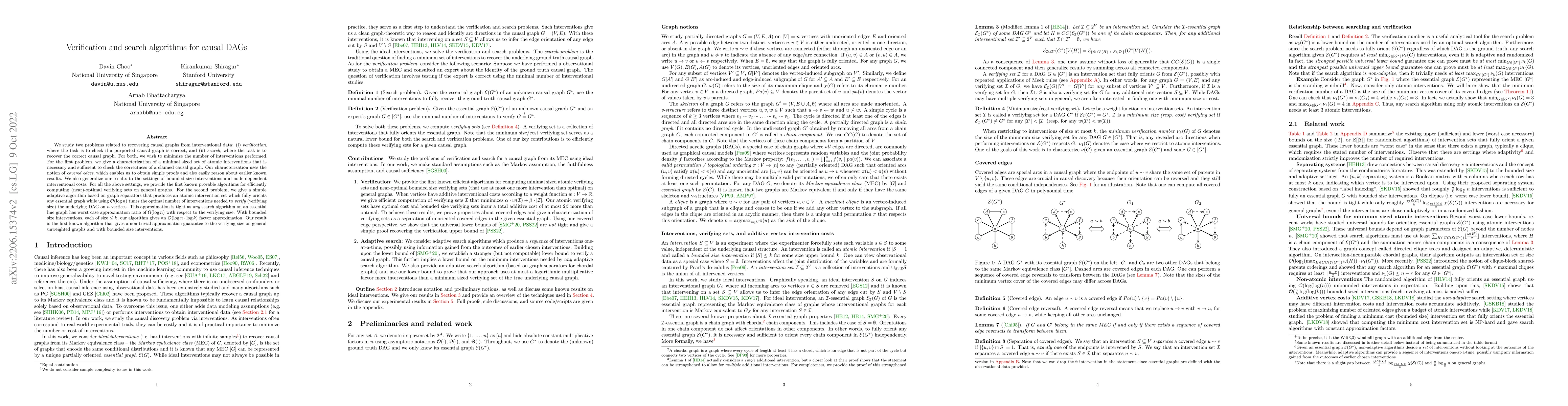 Thumbnail for Verification and search algorithms for causal DAGs