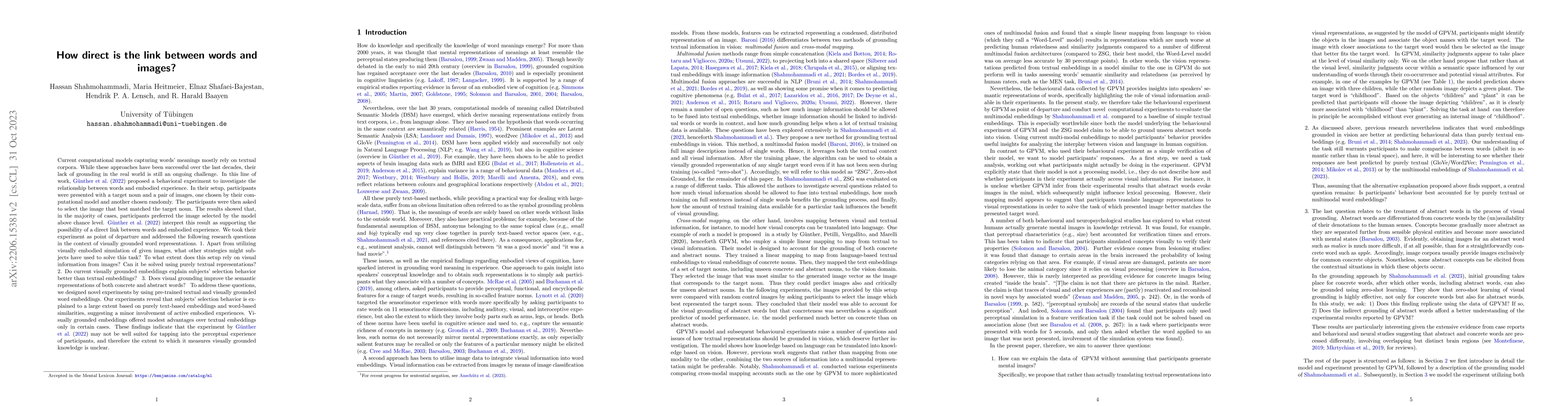 Thumbnail for How direct is the link between words and images?
