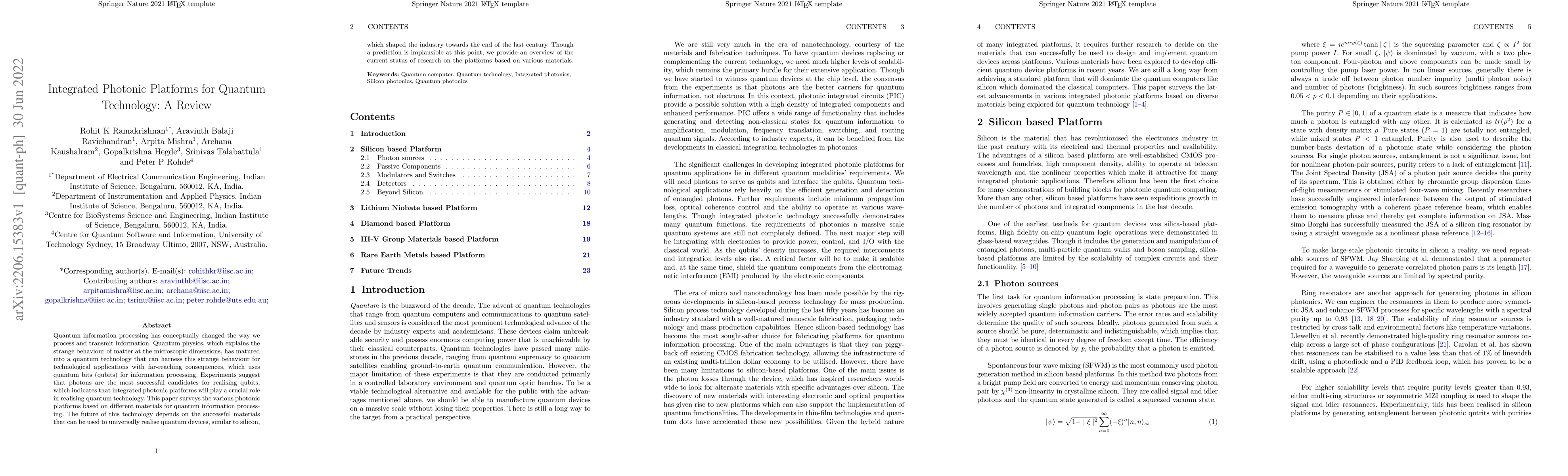 Thumbnail for Integrated Photonic Platforms for Quantum Technology: A Review