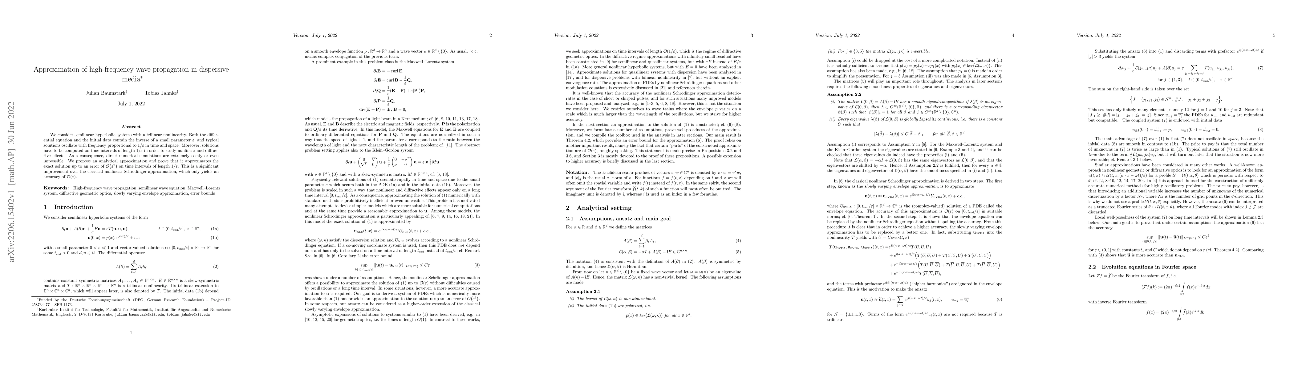 Thumbnail for Approximation of high-frequency wave propagation in dispersive media