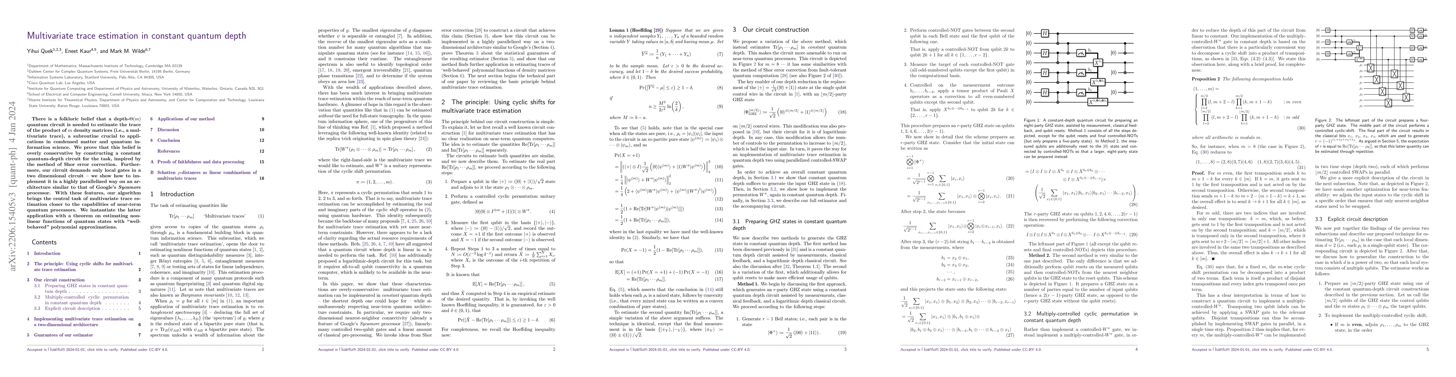 Thumbnail for Multivariate trace estimation in constant quantum depth