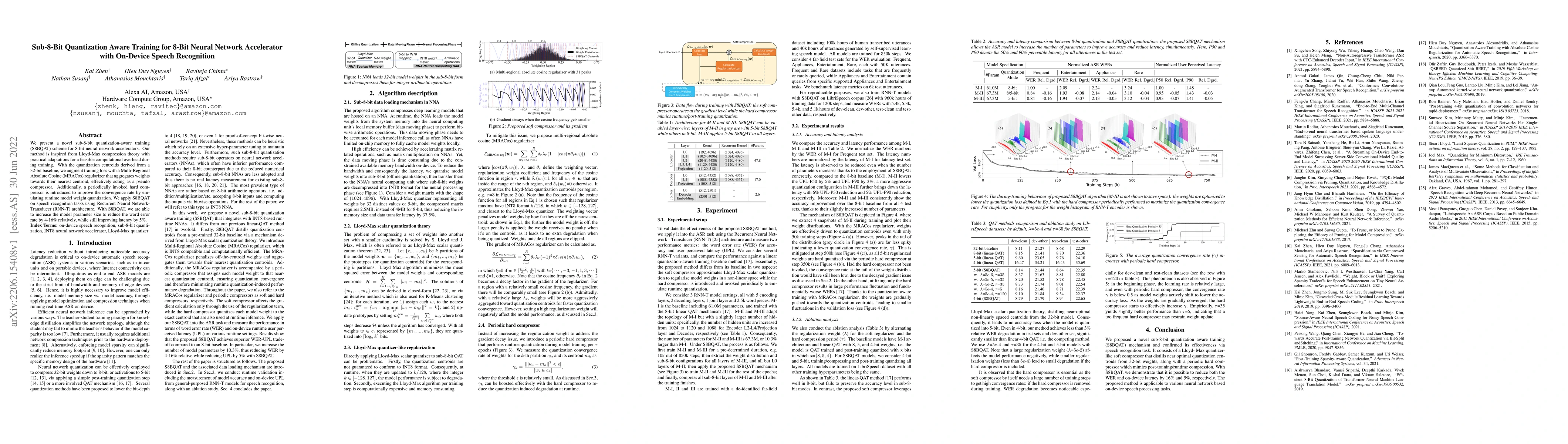 Thumbnail for Sub-8-Bit Quantization Aware Training for 8-Bit Neural Network
  Accelerator with On-Device Speech Recognition