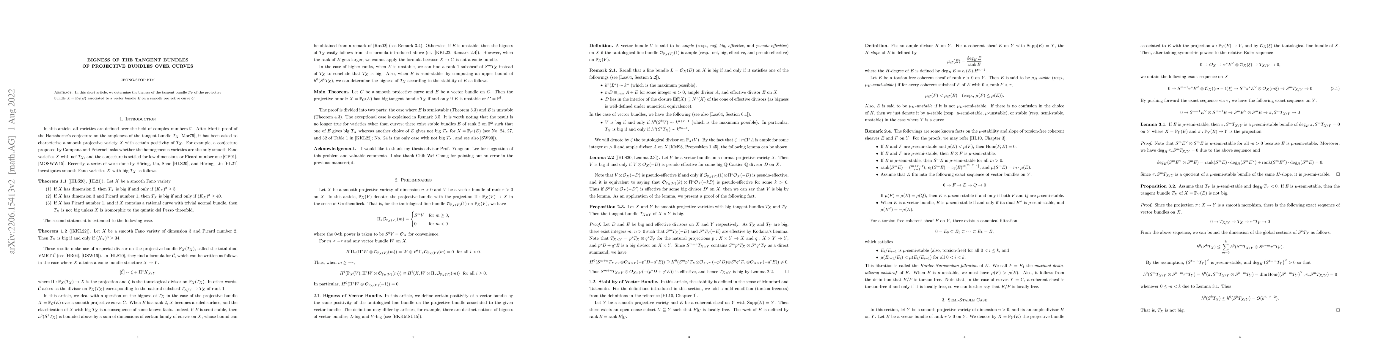 Thumbnail for Bigness of the tangent bundles of projective bundles over curves