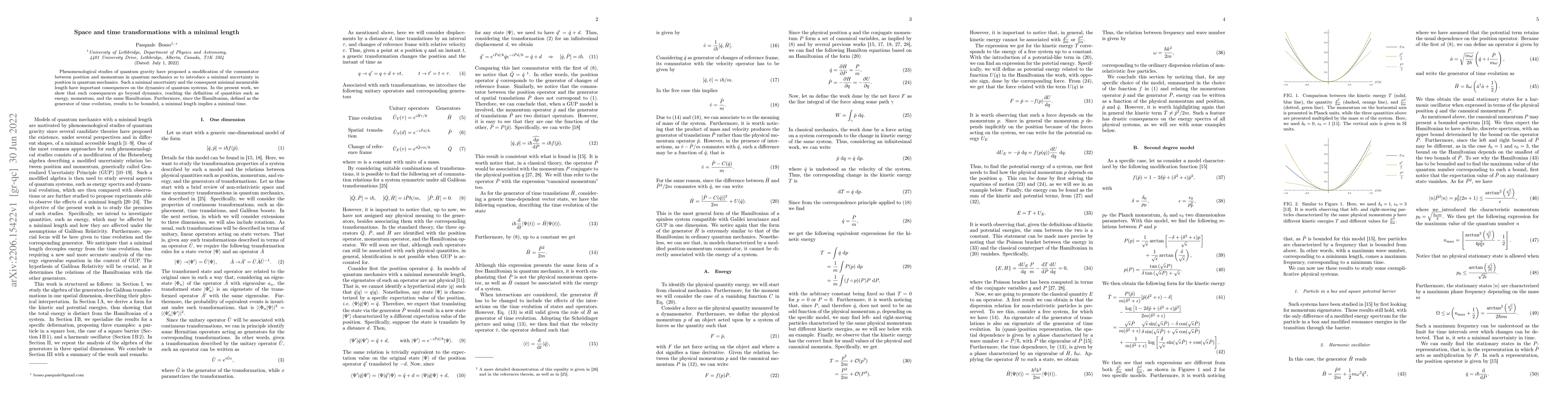 Thumbnail for Space and time transformations with a minimal length