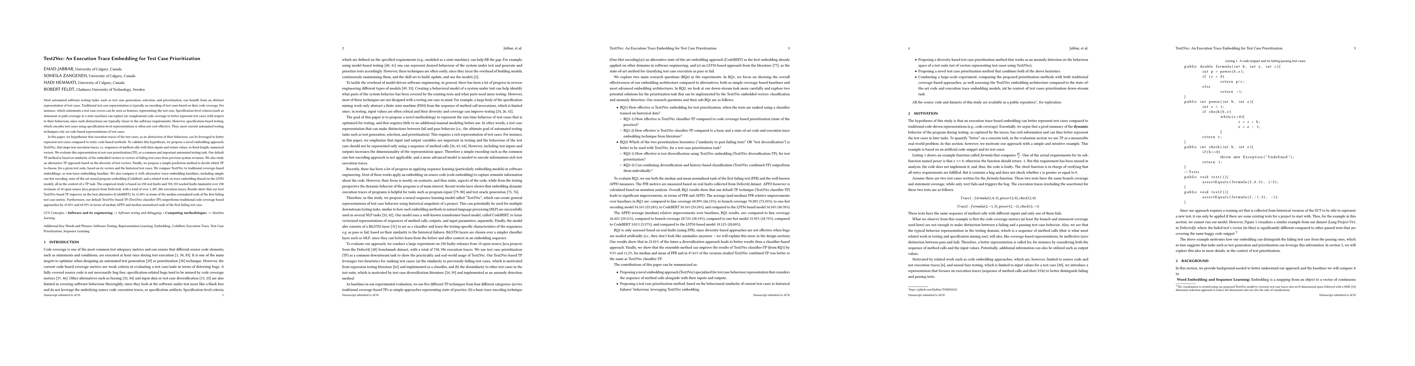Thumbnail for Test2Vec: An Execution Trace Embedding for Test Case Prioritization