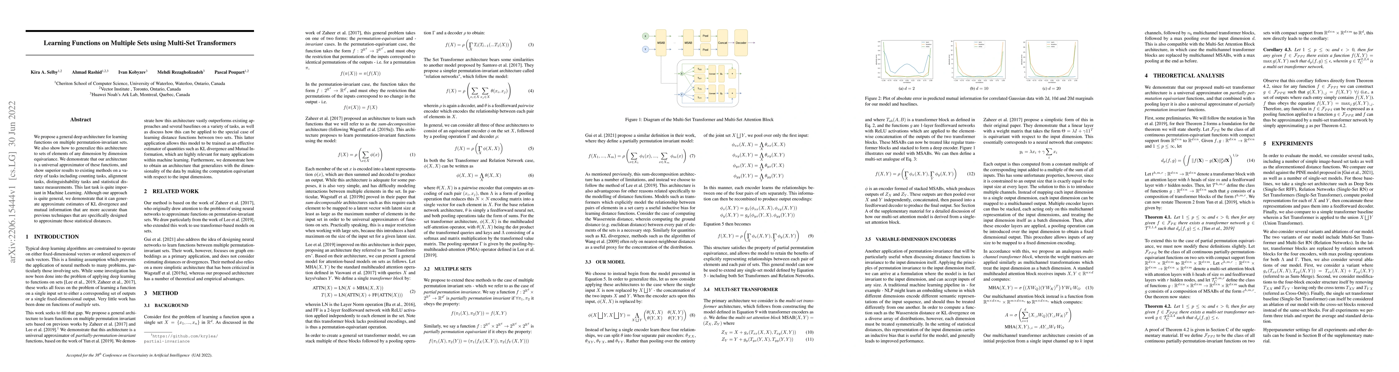Thumbnail for Learning Functions on Multiple Sets using Multi-Set Transformers