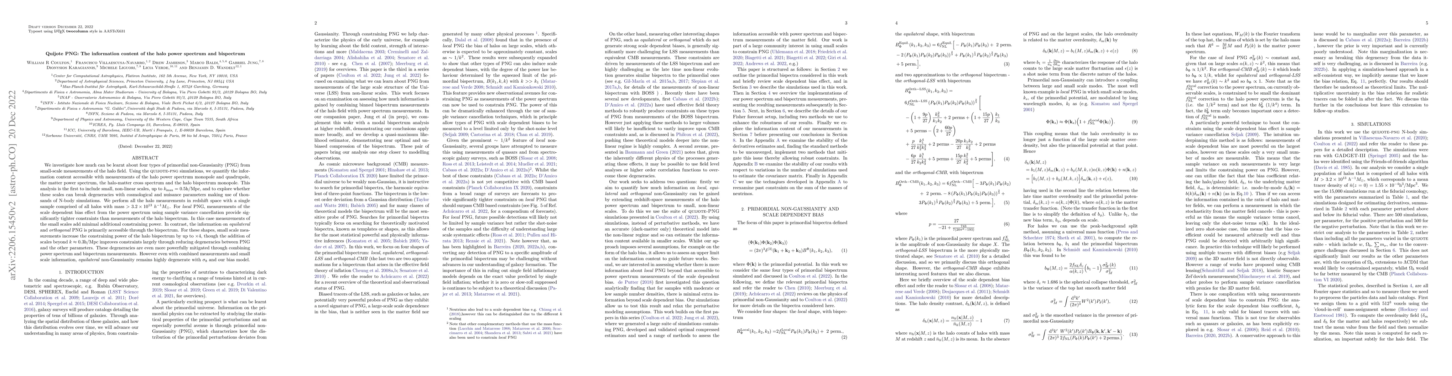 Thumbnail for Quijote PNG: The information content of the halo power spectrum and
  bispectrum