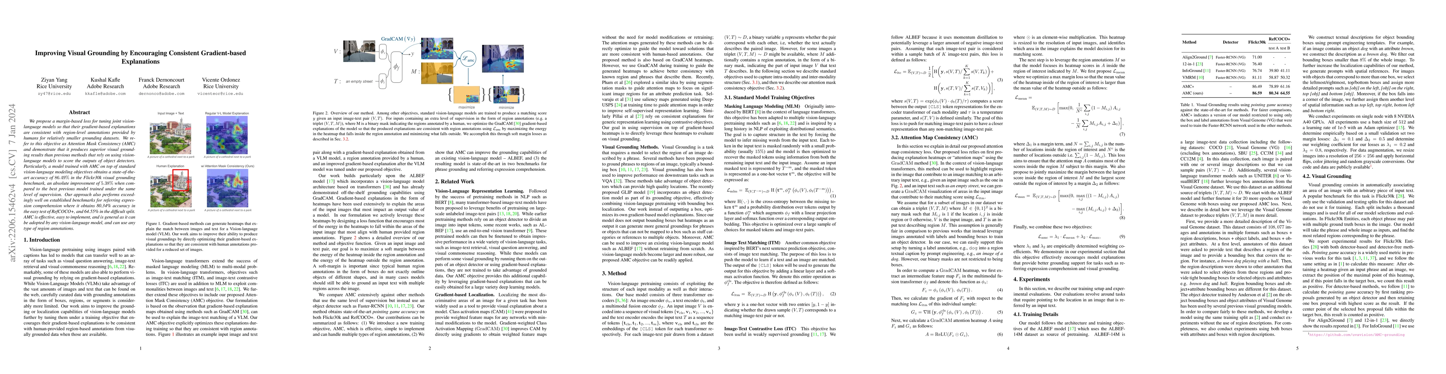 Thumbnail for Improving Visual Grounding by Encouraging Consistent Gradient-based
  Explanations