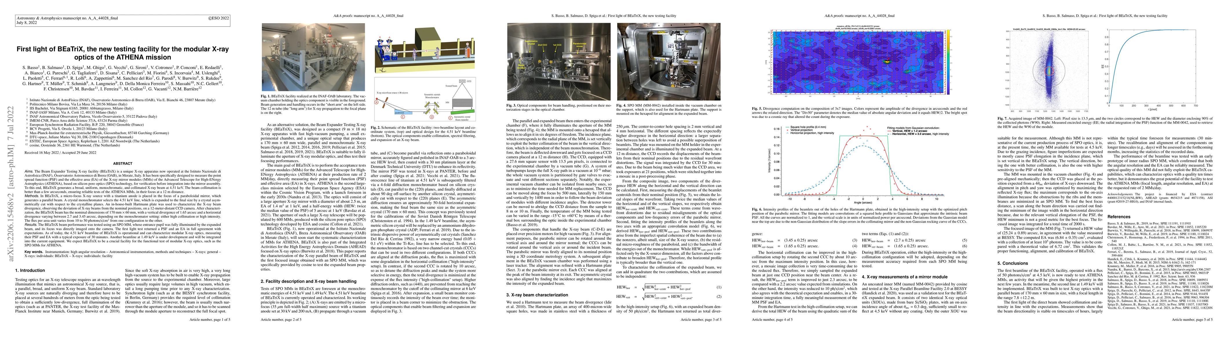 Thumbnail for First light of BEaTriX, the new testing facility for the modular X-ray
  optics of the ATHENA mission