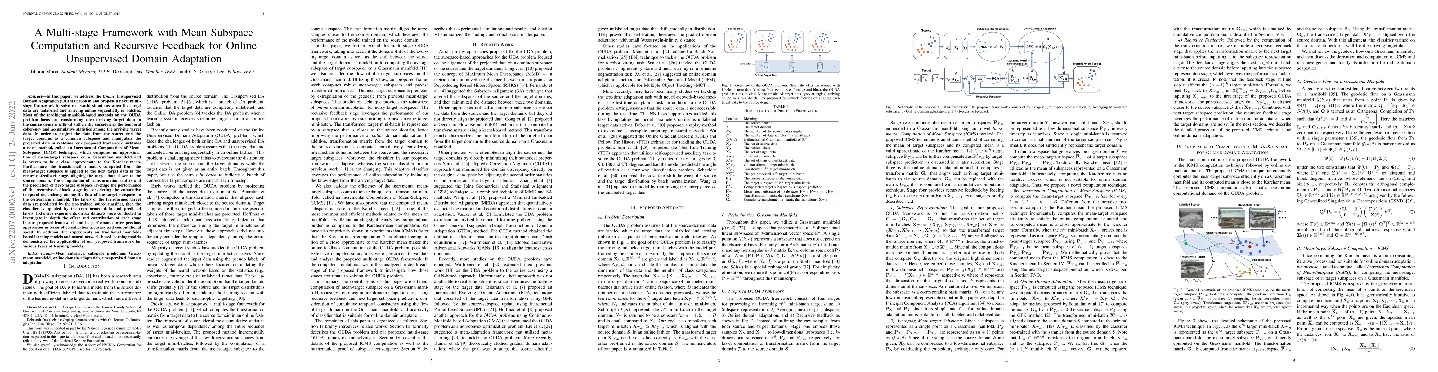 Thumbnail for A Multi-stage Framework with Mean Subspace Computation and Recursive
  Feedback for Online Unsupervised Domain Adaptation