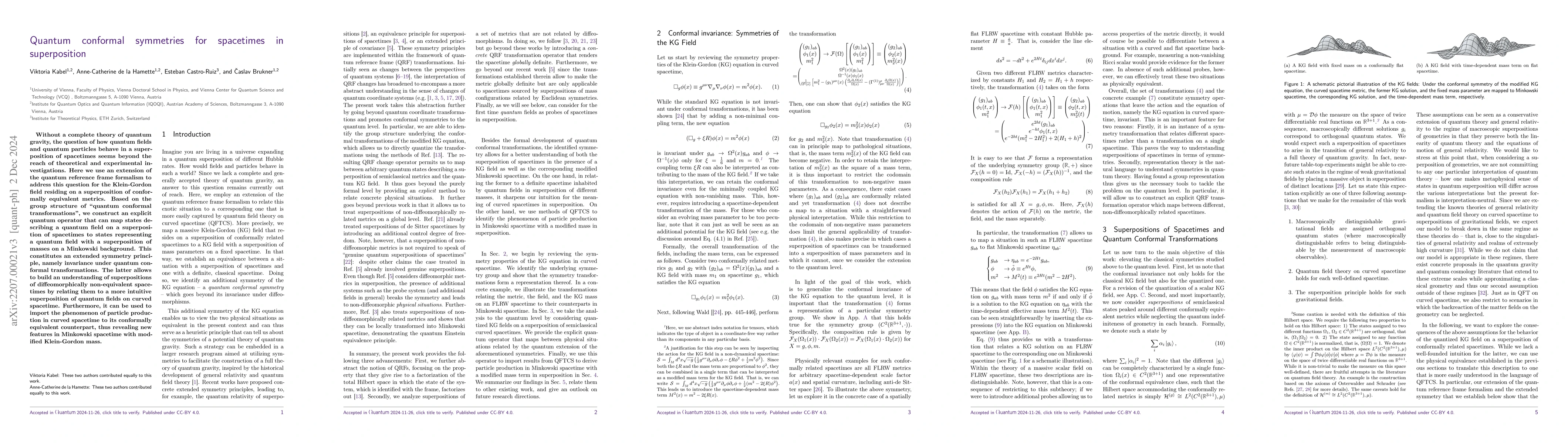 Thumbnail for Quantum conformal symmetries for spacetimes in superposition