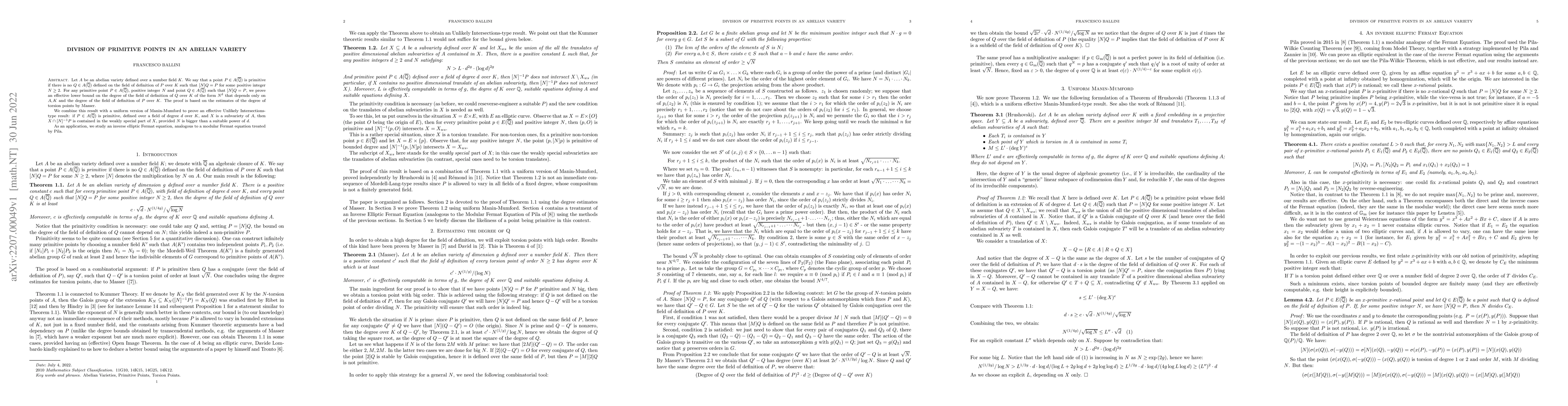 Thumbnail for Division of primitive Points in an abelian Variety