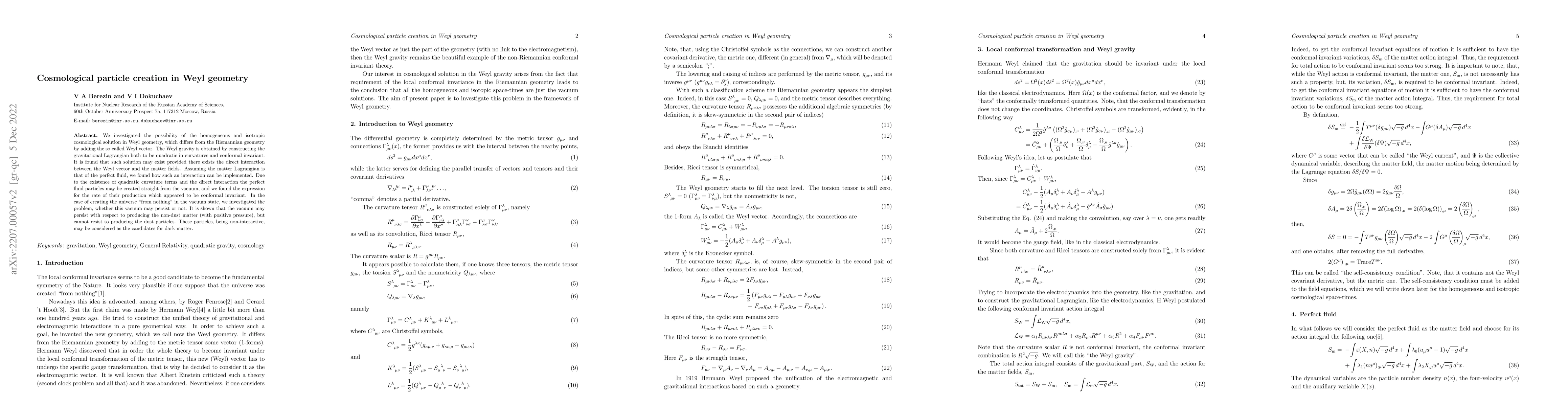 Thumbnail for Cosmological particle creation in Weyl geometry