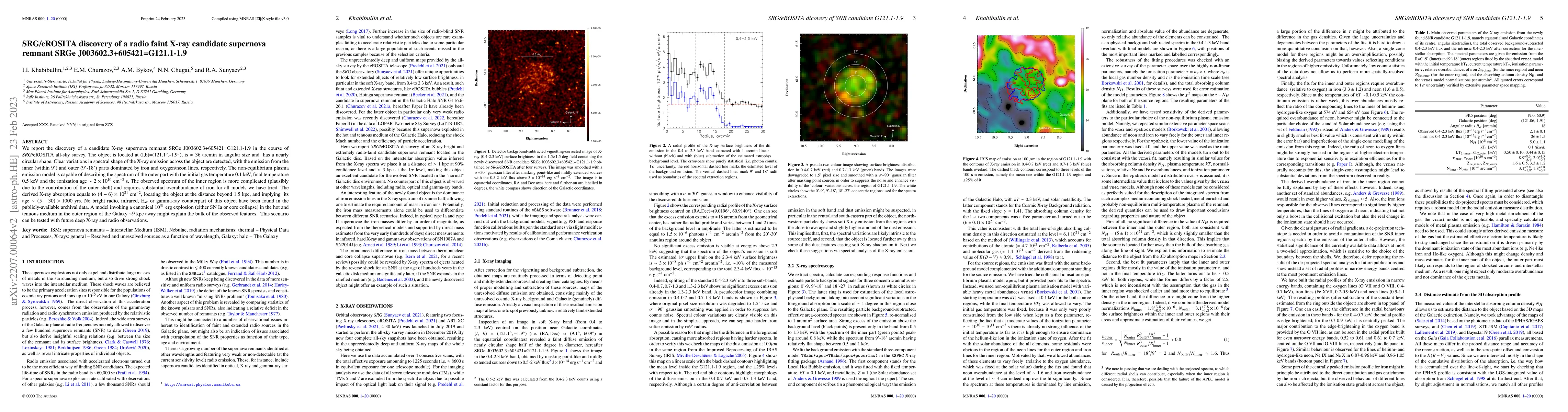 Thumbnail for SRG/eROSITA discovery of a radio faint X-ray candidate supernova remnant
  SRGe J003602.3+605421=G121.1-1.9