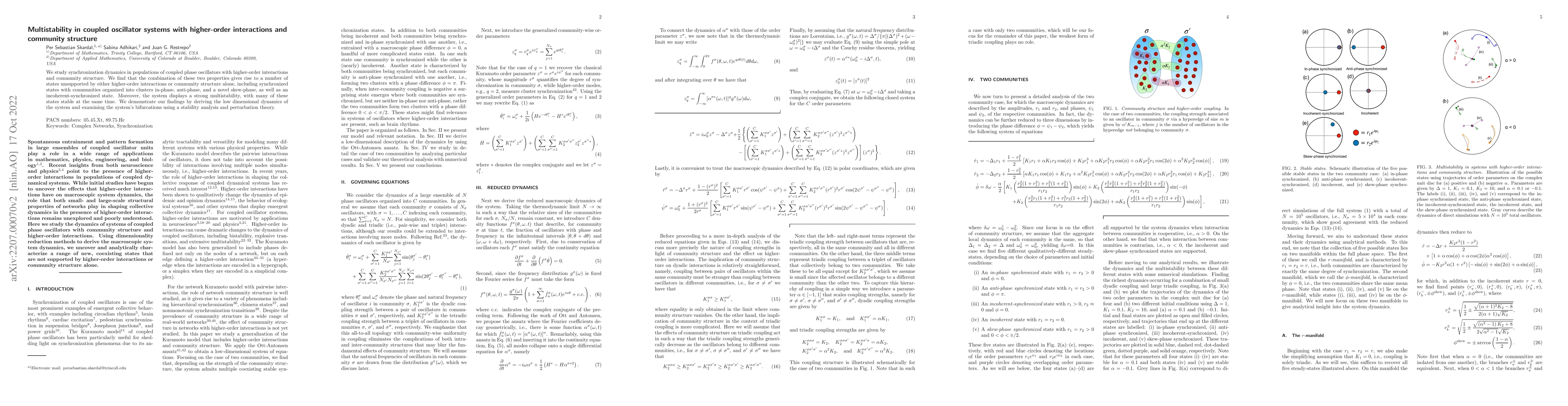 Thumbnail for Multistability in coupled oscillator systems with higher-order
  interactions and community structure