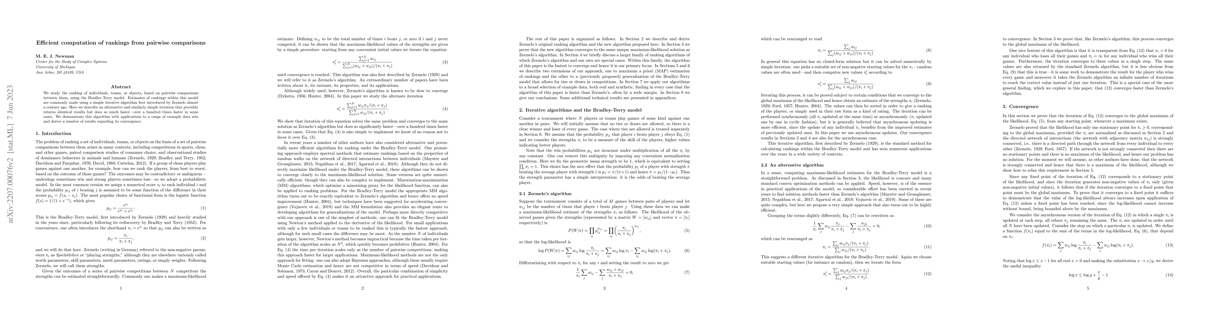 Thumbnail for Efficient computation of rankings from pairwise comparisons
