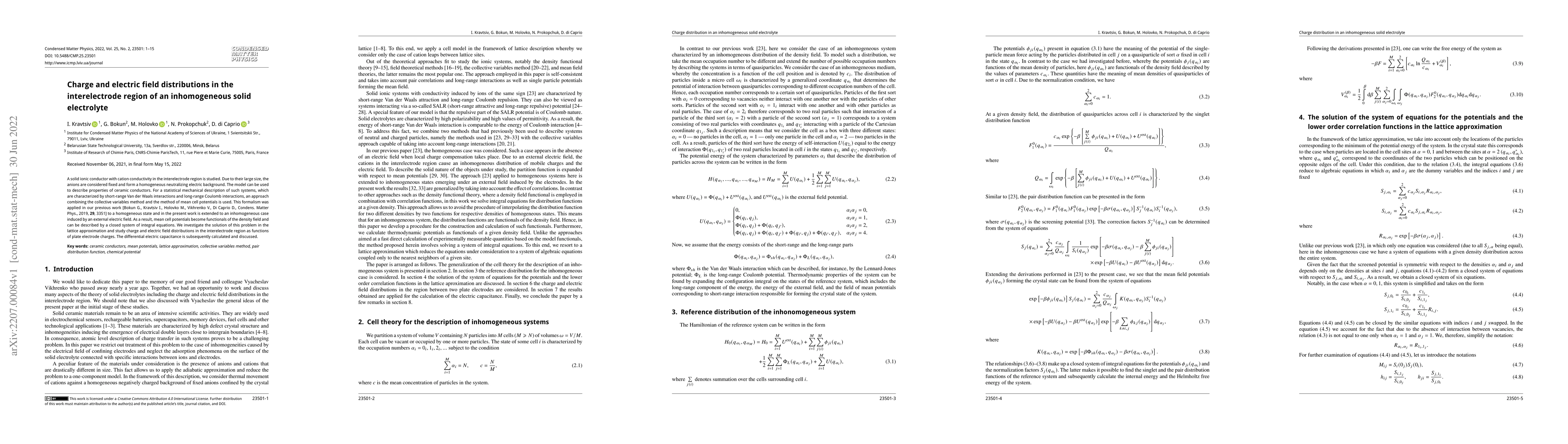 Thumbnail for Charge and electric field distributions in the interelectrode region of
  an inhomogeneous solid electrolyte