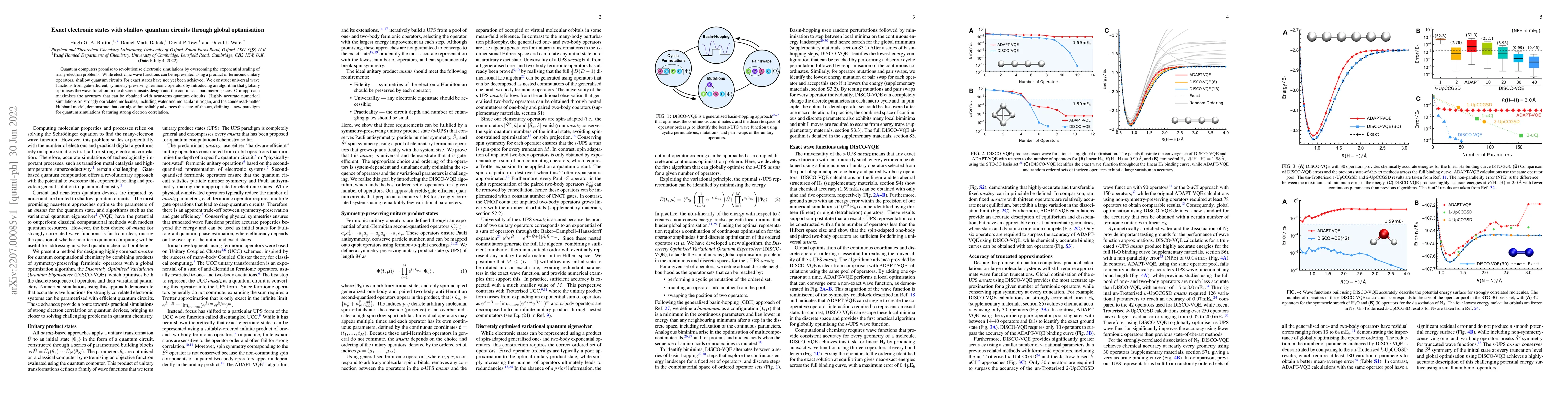 Thumbnail for Exact electronic states with shallow quantum circuits through global
  optimisation