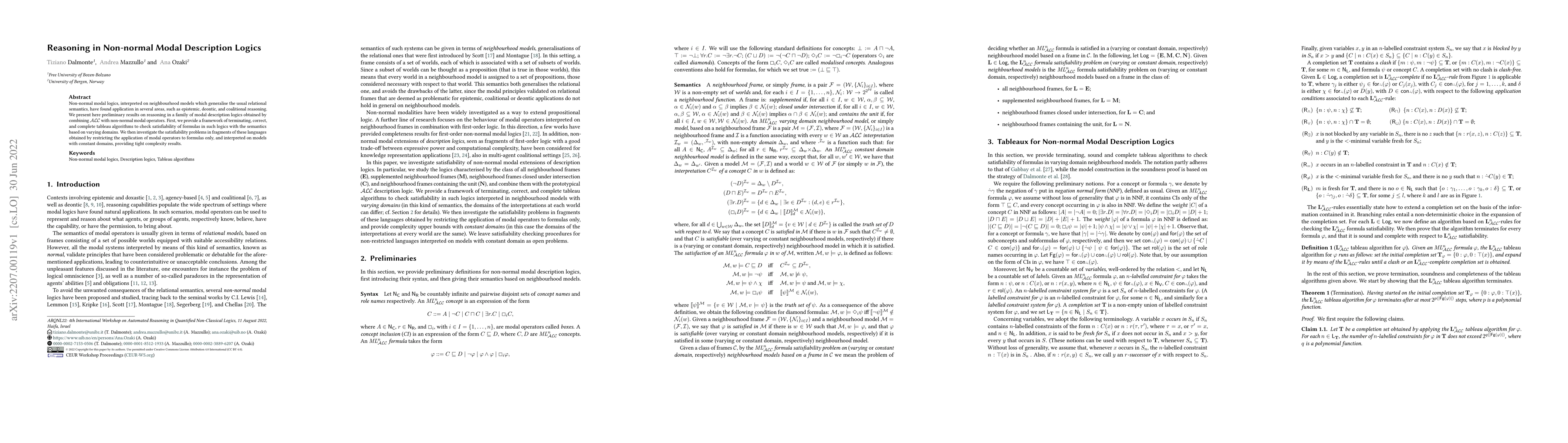 Thumbnail for Reasoning in Non-normal Modal Description Logics