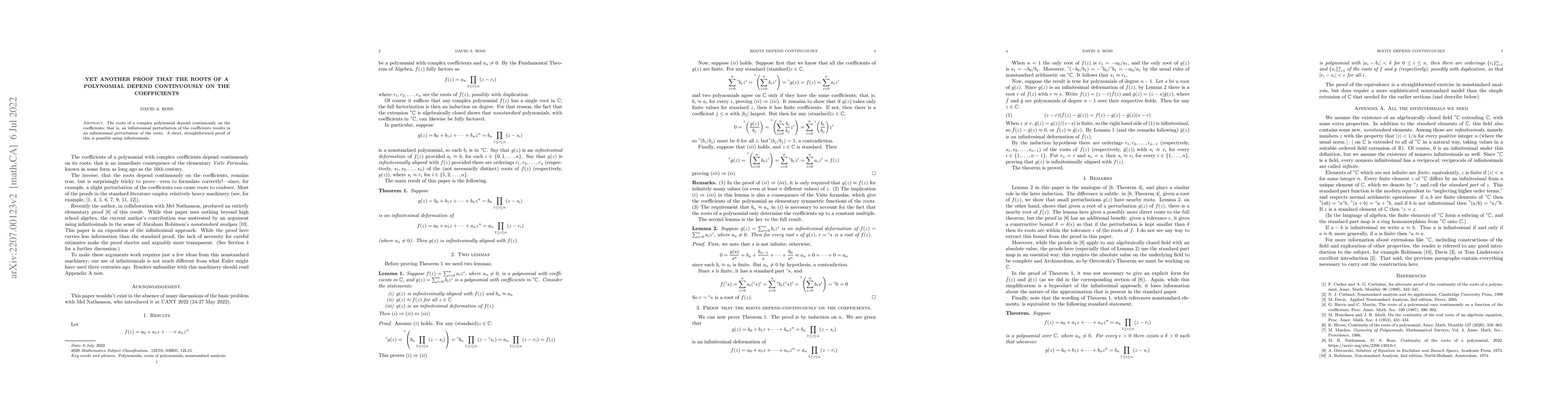 Thumbnail for Yet another proof that the roots of a polynomial depend continuously on
  the coefficients