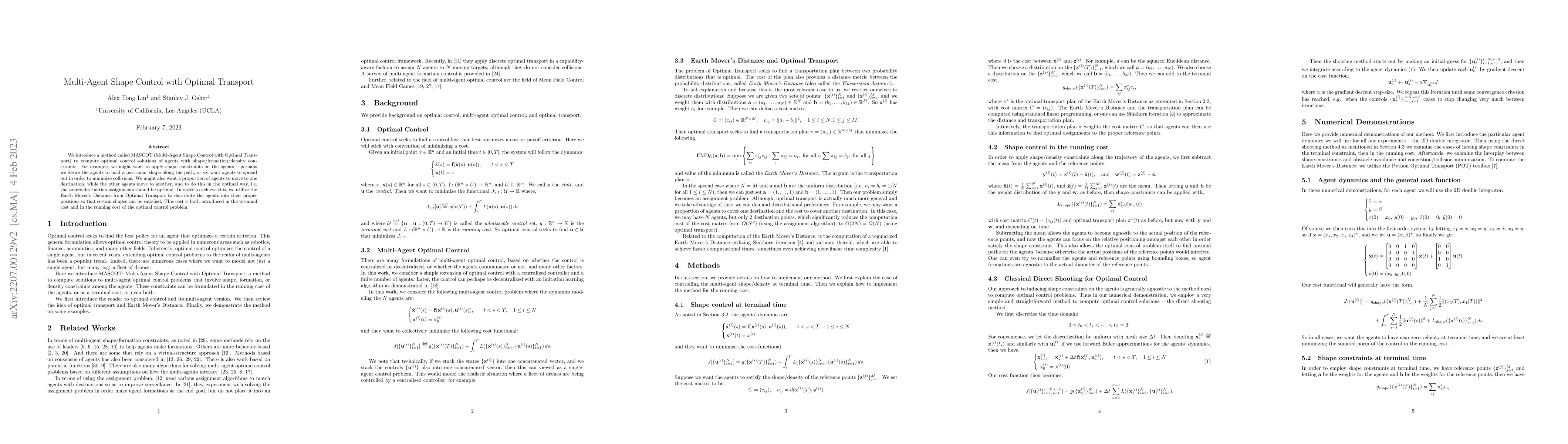 Thumbnail for Multi-Agent Shape Control with Optimal Transport