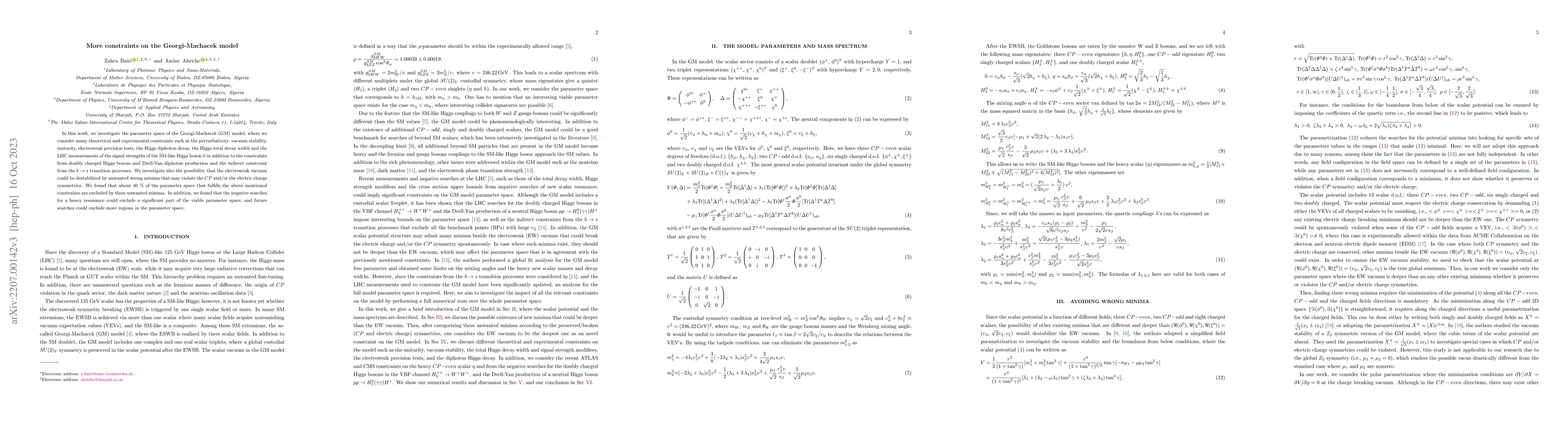 Thumbnail for More Constraints on the Georgi-Machacek Model