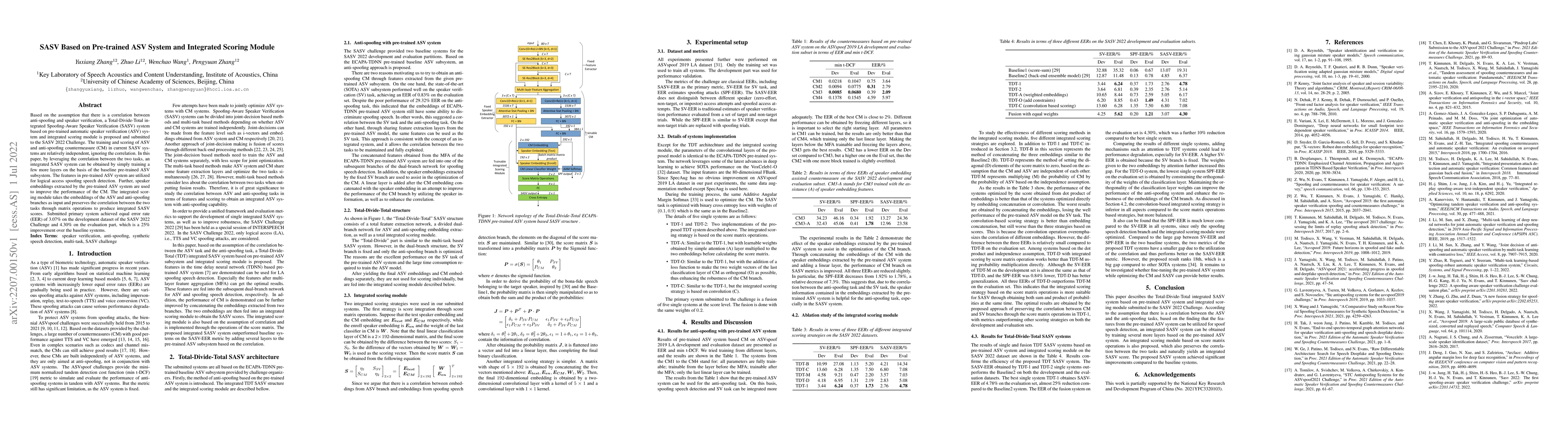 Thumbnail for SASV Based on Pre-trained ASV System and Integrated Scoring Module