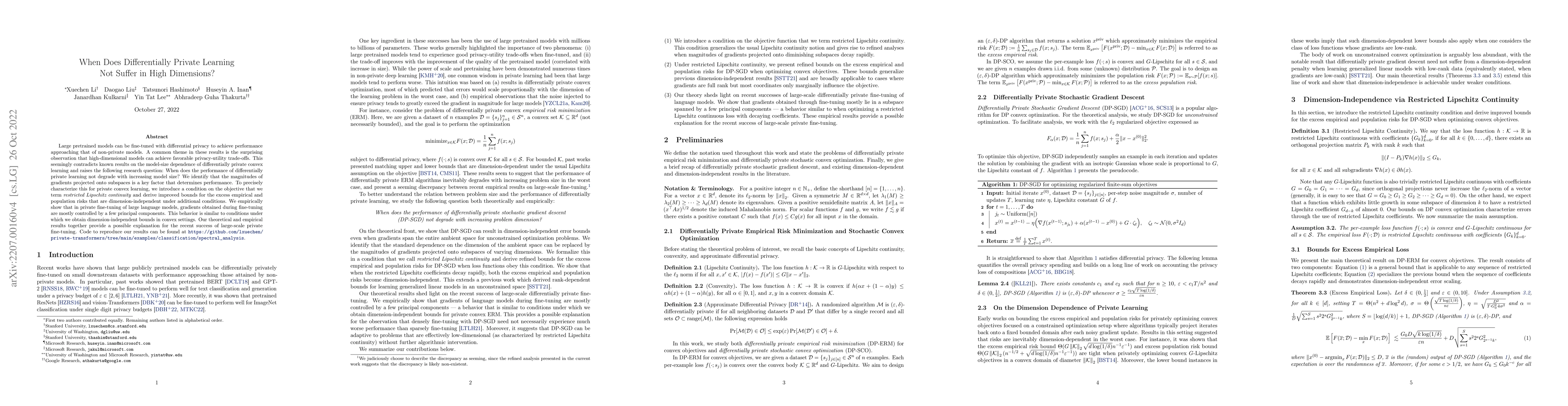 Thumbnail for When Does Differentially Private Learning Not Suffer in High Dimensions?