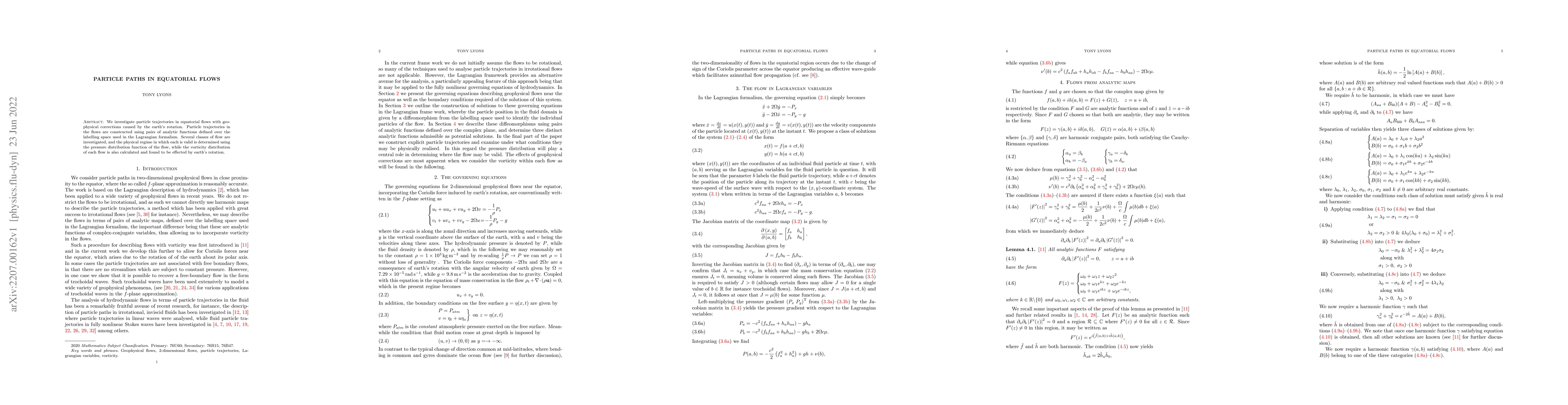 Thumbnail for Particle paths in equatorial flows