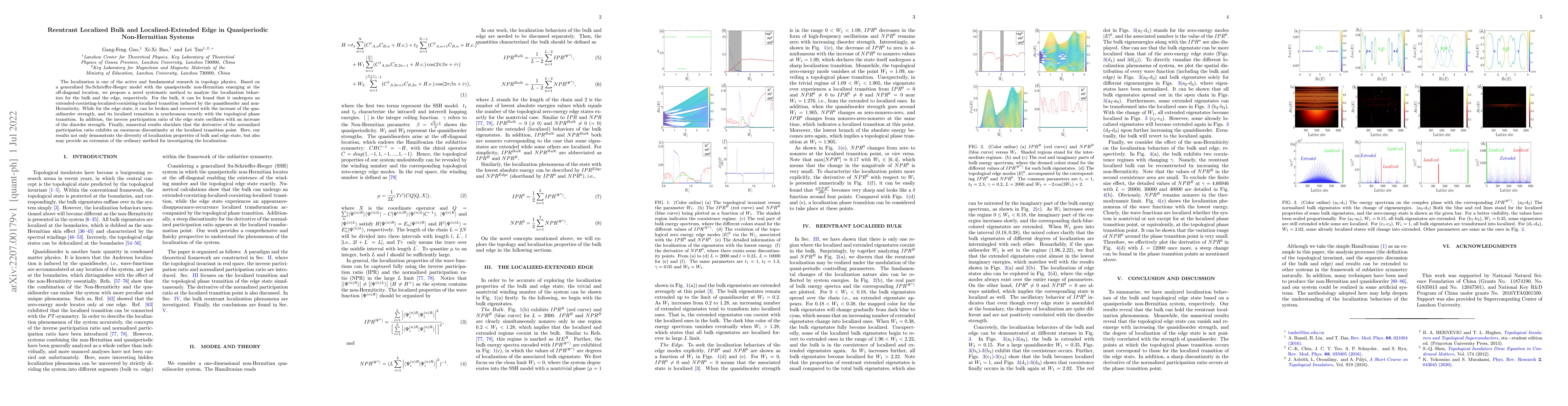 Thumbnail for Reentrant Localized Bulk and Localized-Extended Edge in Quasiperiodic
  Non-Hermitian Systems