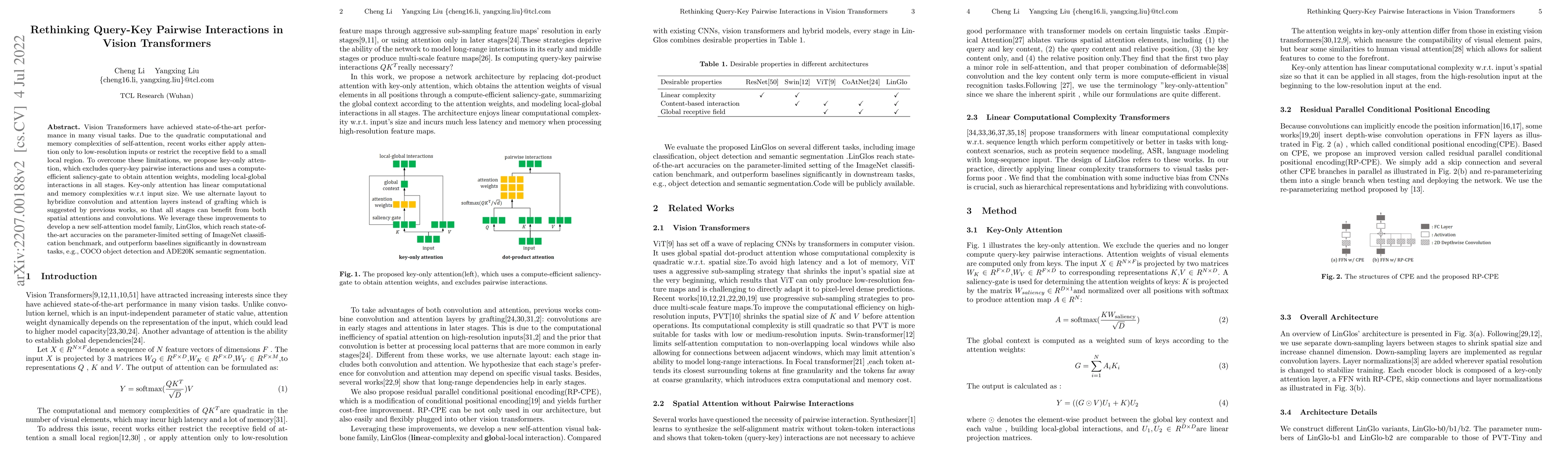 Thumbnail for Rethinking Query-Key Pairwise Interactions in Vision Transformers