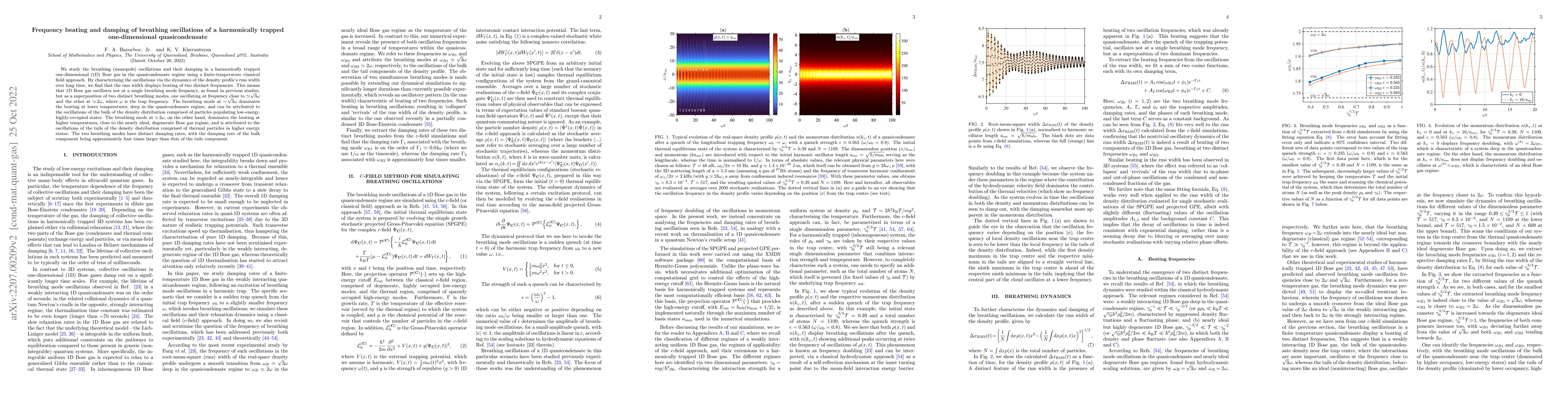 Thumbnail for Frequency beating and damping of breathing oscillations of a
  harmonically trapped one-dimensional quasicondensate