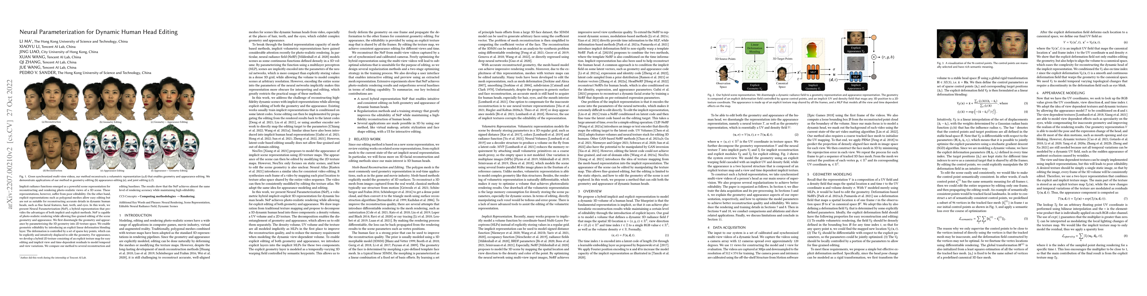 Thumbnail for Neural Parameterization for Dynamic Human Head Editing