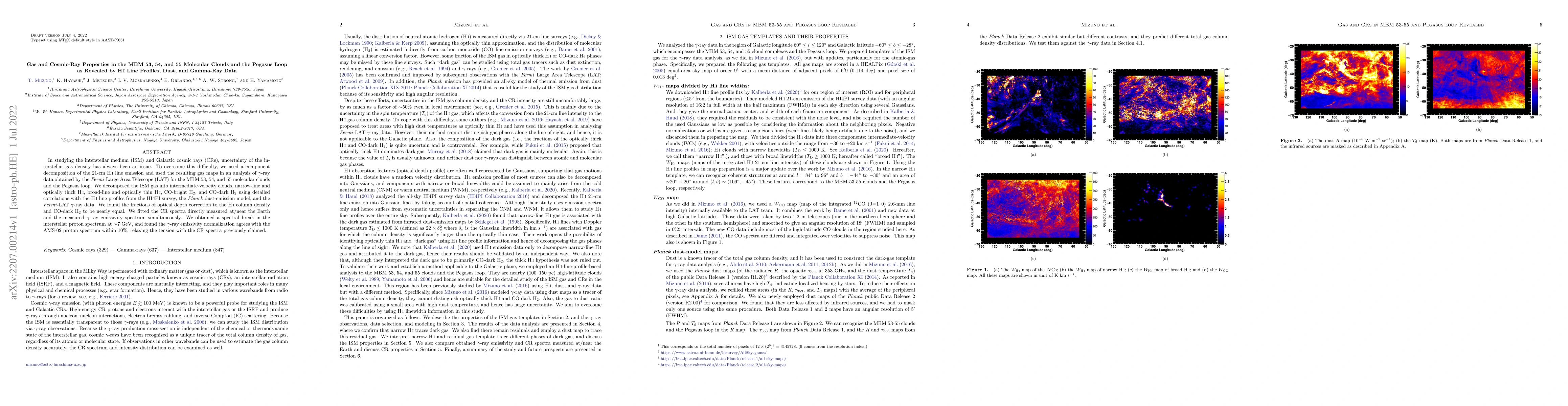 Thumbnail for Gas and Cosmic-Ray Properties in the MBM 53, 54, and 55 Molecular Clouds
  and the Pegasus Loop as Revealed by HI Line Profiles, Dust, and Gamma-Ray
  Data