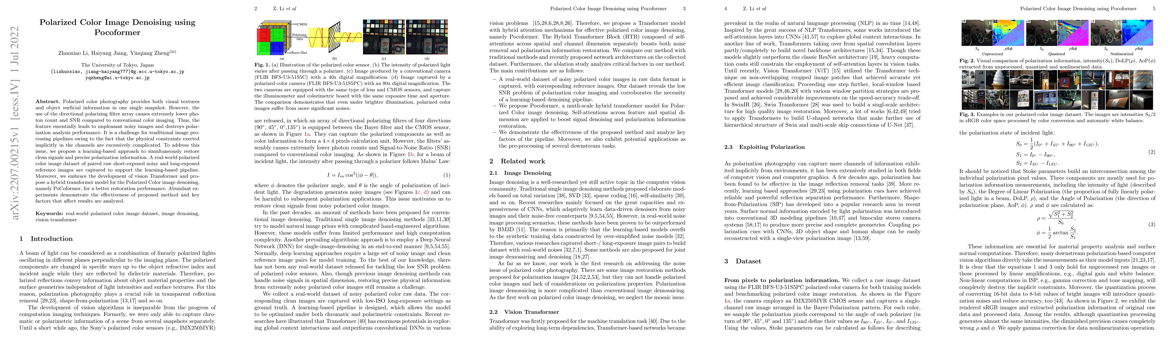 Thumbnail for Polarized Color Image Denoising using Pocoformer