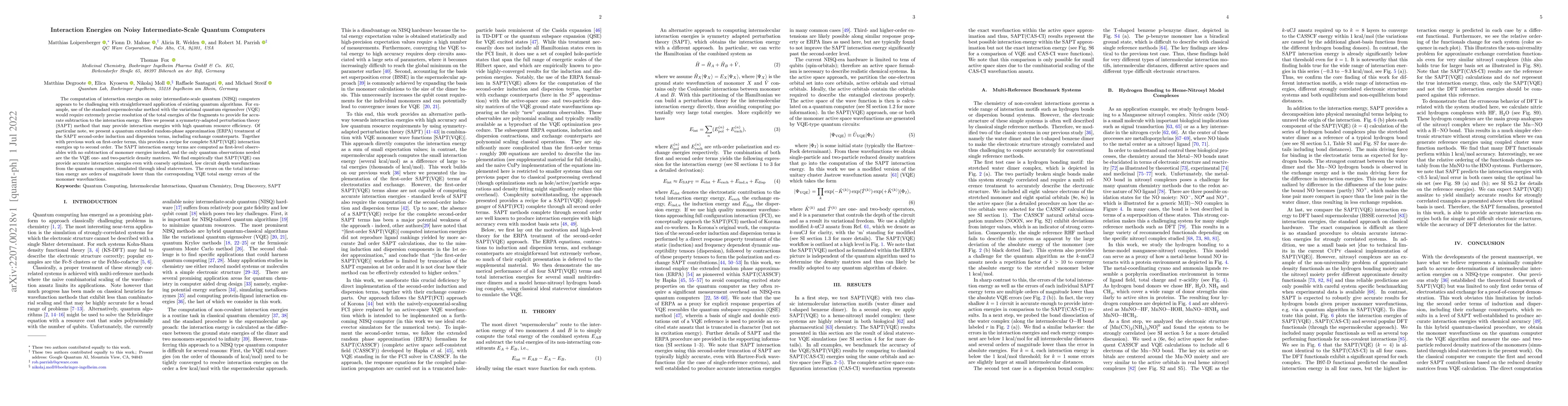 Thumbnail for Interaction Energies on Noisy Intermediate-Scale Quantum Computers