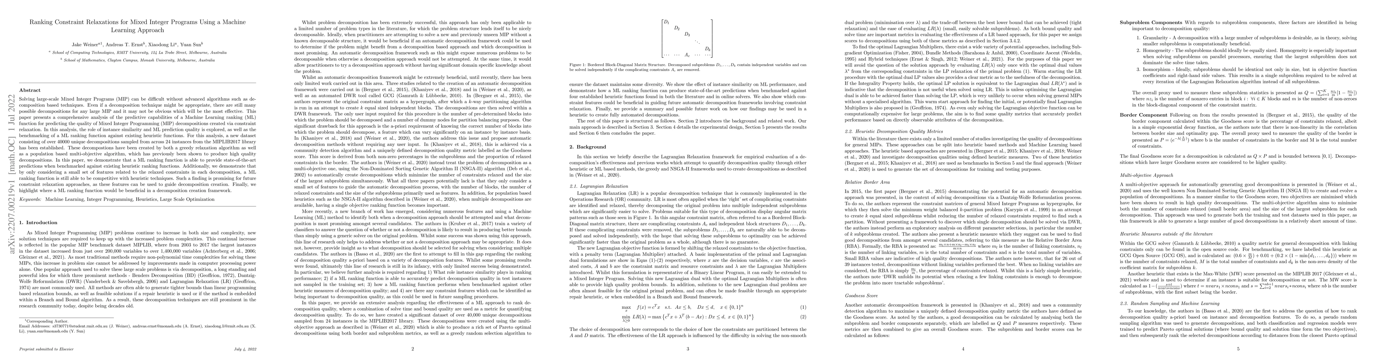 Thumbnail for Ranking Constraint Relaxations for Mixed Integer Programs Using a
  Machine Learning Approach