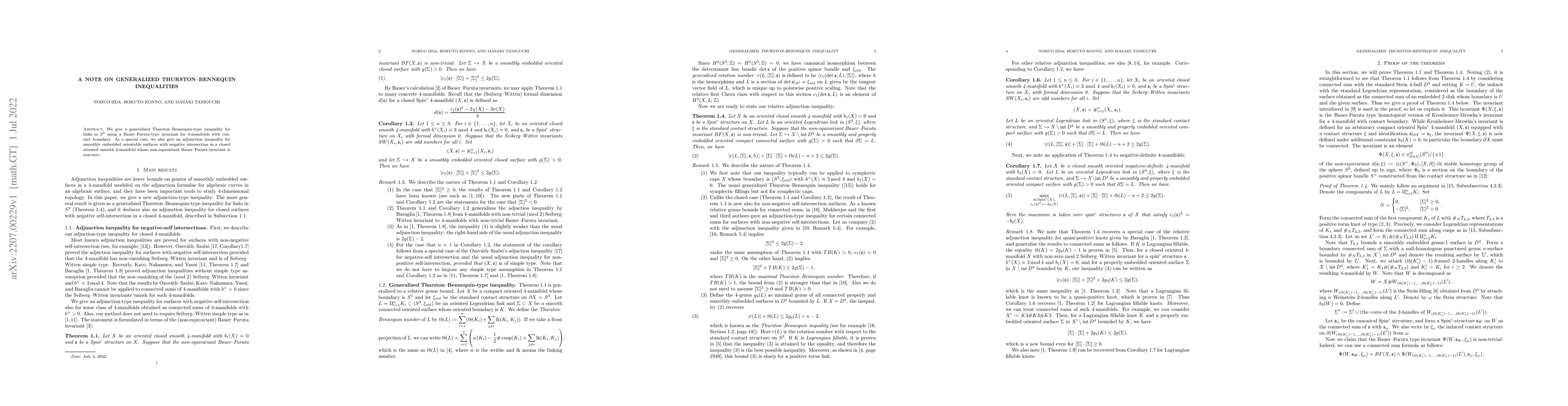 Thumbnail for A note on generalized Thurston--Bennequin inequalities