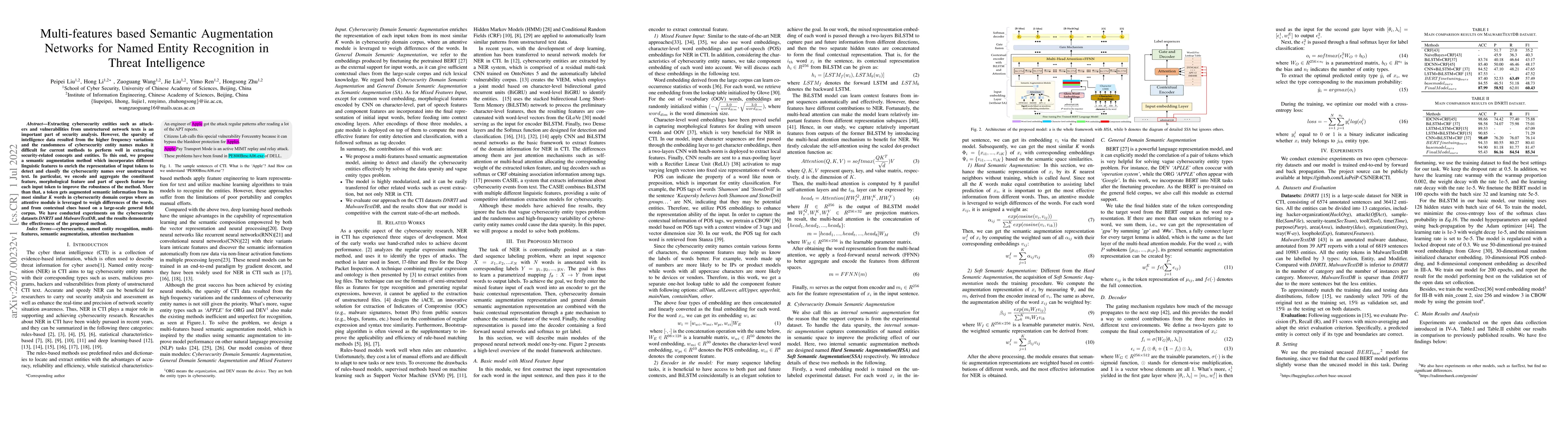Thumbnail for Multi-features based Semantic Augmentation Networks for Named Entity
  Recognition in Threat Intelligence